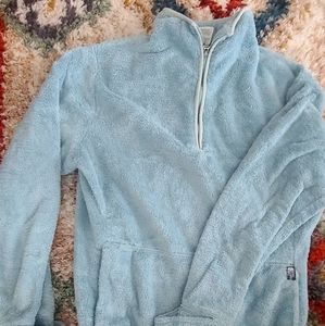 North Face Fuzzy Baby Blue 3/4 zip